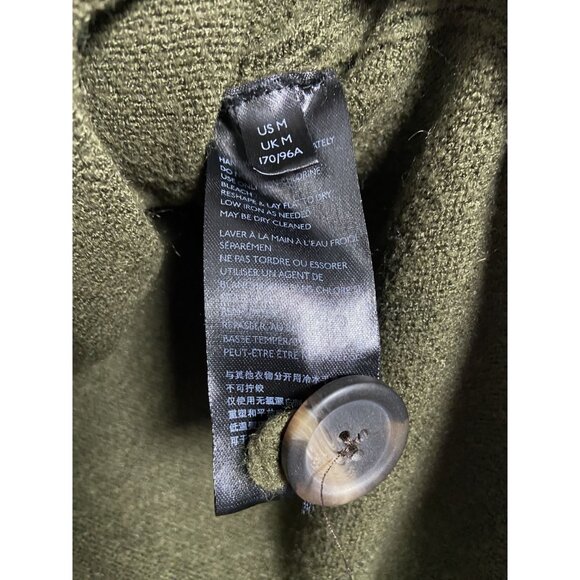 Anthropologie Olive Green Ribbed Turtleneck Sweater With Button Detail & Long Sl - Picture 9 of 13